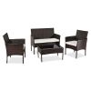Outdoor Living Room Balcony Rattan Furniture Four-Piece-Brown-dk(D0102HHGR3T)