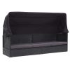Outdoor Sofa Bed with Canopy Poly Rattan Black(D0102HHHZ6T)