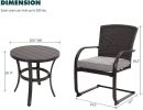 Grand patio 3 Piece Outdoor Bistro Set with Cushioned Wicker Spring Chairs and Metal Side Table(D0102HEBJNA)