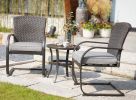 Grand patio 3 Piece Outdoor Bistro Set with Cushioned Wicker Spring Chairs and Metal Side Table(D0102HEBJNA)