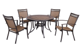Outdoor 5 Piece Dining Set Patio Furniture w/ 4pcs Sling Chair & 1pc 48inch CFT Top Table(D0102HPY5A7)