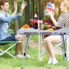 Bosonshop Portable Folding Aluminum Camping Picnic Table, Adjustable Height Compact Outdoor Table with Carry Bag, Silver(D0102HETBFY)
