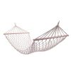 Outdoor Wood Pole Cotton Rope Hammock Garden Patio Yard Hanging Sleep Bed(D0102HHJHNW)