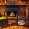 Artisasset Black Paint 33 Inches High Square With 4 Tools Indoor And Outdoor Wrought Iron Fireplace Firewood Stand YJ(D0102HETJEV)