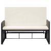 2 Piece Garden Lounge Set with Cushions Poly Rattan Black(D0102HEJB9V)