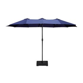 MEOOEM Patio Umbrella with Base 15ft Outdoor Market Double-Sided Extra Large Umbrella with Crank, Blue(D0102HP64IV)