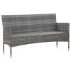 3-Seater Garden Sofa with Cushions Gray Poly Rattan(D0102HEJCSA)