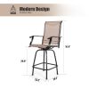 MEOOEM Outdoor Swivel Bar Stools Set of 2 Height Patio Chairs All Weather Patio Furniture Textilene for Bistro Lawn Garden Backyard(D0102HP6497)