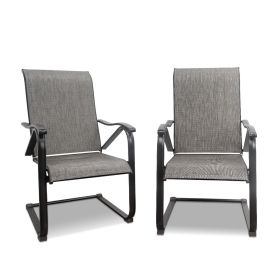 MEOOEM Patio C Spring Dining Chairs set of 2 Outdoor Textilene Metal Chairs Weather Resistant Modern Furniture for Garden Backyard(D0102HP64X7)