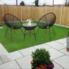 3-Piece All-Weather Patio Acapulco Bistro Furniture Set with 2 Chairs & Glass Top Table Black-dk(D0102HP64PW)