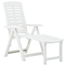 Folding Sun Lounger Plastic White(D0102HEJMCA)