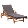 Sun Lounger with Cushion Solid Acacia Wood(D0102HEJB77)