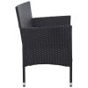 3-Seater Garden Sofa with Cushions Black Poly Rattan(D0102HEJCAU)