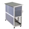 2-Tier Wooden Rabbit Hutch with Wheels, Indoor/Outdoor Pet House with Removable Tray - Gray and White(D0102HP6ZWV)