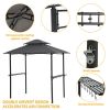 Outdoor Grill Gazebo 8 x 5 Ft, Shelter Tent, Double Tier Soft Top Canopy and Steel Frame with hook and Bar Counters, Grey-dk(D0102HP641W)