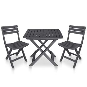 3 Piece Folding Bistro Set Plastic Anthracite(D0102HEJMV7)