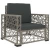 6 Piece Garden Lounge Set with Cushions Poly Rattan Gray(D0102HEJDBA)