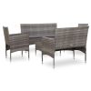 5 Piece Garden Lounge Set With Cushions Poly Rattan Gray(D0102HEJCA7)