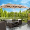 MEOOEM Patio Umbrella with Base 15ft Outdoor Market Double-Sided Extra Large Umbrella with Crank(D0102HP64IA)