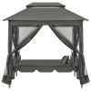 Outdoor Convertible Swing Bench with Canopy Anthracite 86.6"x63"x94.5" Steel(D0102HEJ0U7)