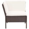 3 Piece Garden Lounge Set with Cushions Poly Rattan Brown(D0102HEJZ5W)