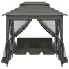 Outdoor Convertible Swing Bench with Canopy Anthracite 86.6"x63"x94.5" Steel(D0102HEJ0U7)