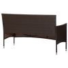 3-Seater Garden Sofa with Cushions Brown Poly Rattan(D0102HEJCAY)