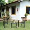 MEOOEM Outdoor Metal Dining Chairs Set of 2 Patio Metal Steel Chair for for Garden, Backyard, Living Room, Black(D0102HP64EG)