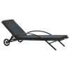 Sun Lounger with Cushion & Wheels Poly Rattan Anthracite(D0102HEJYIW)