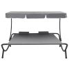 Outdoor Lounge Bed with Canopy and Pillows Gray(D0102HEJYFY)