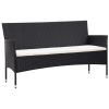 4 Piece Garden Lounge Set With Cushions Poly Rattan Black(D0102HEJCEU)