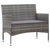 4 Piece Garden Lounge Set with Cushions Poly Rattan Gray(D0102HEJCE7)