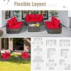 7 Pieces Rattan Sectional Sofa Set with Cushion for Patio Garden(D0102HHY14T)