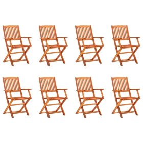 Folding Garden Chairs 8 pcs Solid Eucalyptus Wood(D0102HPZL0Y)