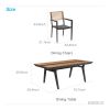 Champion Patio Dining Set, 7 Pieces Outdoor Dining Chairs with Teak Solid Wood Tabletop, Matte Charcoal Aluminum Frame(D0102HEVPHU)