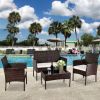Outdoor Living Room Balcony Rattan Furniture Four-Piece-Brown-dk(D0102HHGR3T)