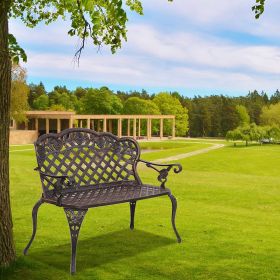 42.5 inch Outdoor Cast Aluminum Leisure Rose Couple Bench--YS(D0102HPD9CY)