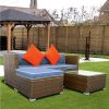 3 Piece Patio Sectional Wicker Rattan Outdoor Furniture Sofa Set(D0102HET137)