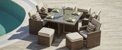 Direct Wicker 9-Piece Outdoor PE Rattan Wicker Patio Dining Table Set Garden Outdoor Patio Furniture Set(D0102HHGE7V)