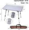 Bosonshop Portable Folding Aluminum Camping Picnic Table, Adjustable Height Compact Outdoor Table with Carry Bag, Silver(D0102HETBFY)