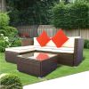 3 Piece Patio Sectional Wicker Rattan Outdoor Furniture Sofa Set(D0102HET1FW)