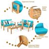 4 Pieces Patio Acacia Wood Thick Cushion Loveseat Sofa Set(D0102HP8X4V)