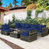 7 Pieces Rattan Sectional Sofa Set with Cushion for Patio Garden(D0102HHY1TP)