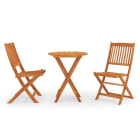 3 Piece Folding Outdoor Dining Set Solid Eucalyptus Wood(D0102HPZLB7)
