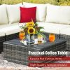7 Pieces Rattan Sectional Sofa Set with Cushion for Patio Garden(D0102HHY1TJ)