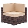 Outdoor Fully Equipped Weaving Rattan Sofa Set with 2pcs Corner Sofas & 3pcs Single Sofas & 1 pcs Coffee Table  XH(D0102HE4F8G)