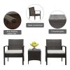2pcs Arm Chairs 1pc Coffee Table, 3pcs Rattan Sofa Set Brown Gradient XH(D0102HEY4MW)