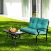 2PCS Patio Loveseat Bench Table Furniture Set with Cushioned Chair(D0102HH65WP)