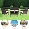 Outdoor Living Room Balcony Rattan Furniture Four-Piece-Brown-dk(D0102HHGR3T)