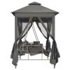 Outdoor Convertible Swing Bench with Canopy Anthracite 86.6"x63"x94.5" Steel(D0102HEJ0U7)